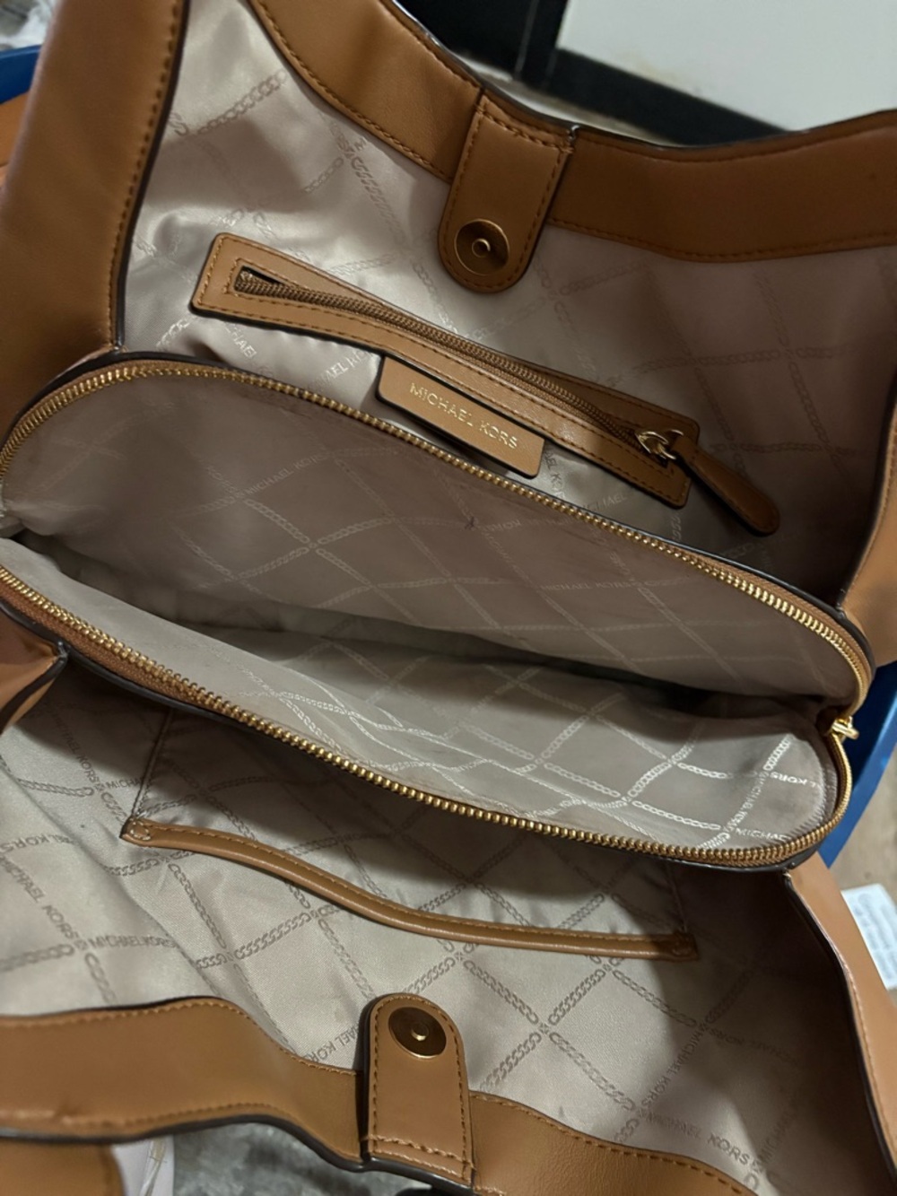 Michael Kors Vanilla Logo and Tan Shoulder Hobo - Picture 6 of 8